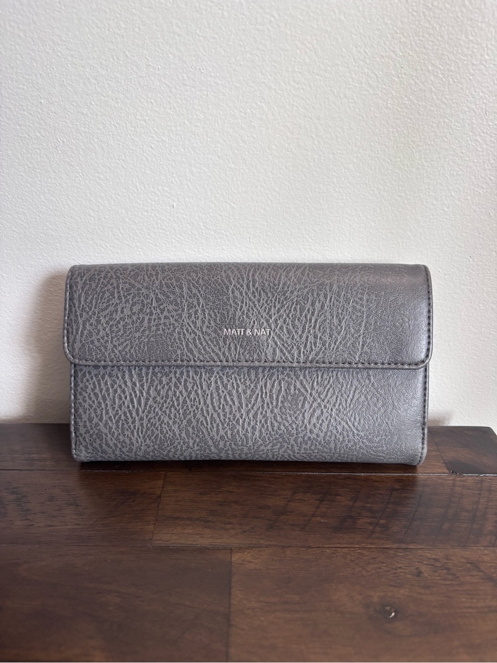Matt & Nat Charcoal Textured Vegan Leather Wallet Clutch